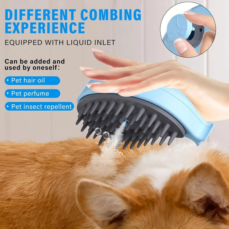 Pet Spray Steamy Brush Cat Dog Grooming Massage Comb(Whale Pink) by bashfashion