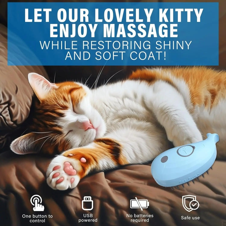 Pet Spray Steamy Brush Cat Dog Grooming Massage Comb(Whale Pink) by bashfashion