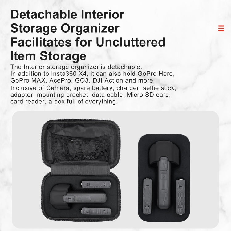 For Insta360 X5 / X4 aMagisn Storage Bag Hard Shell Protective Case(Gray) by aMagisn