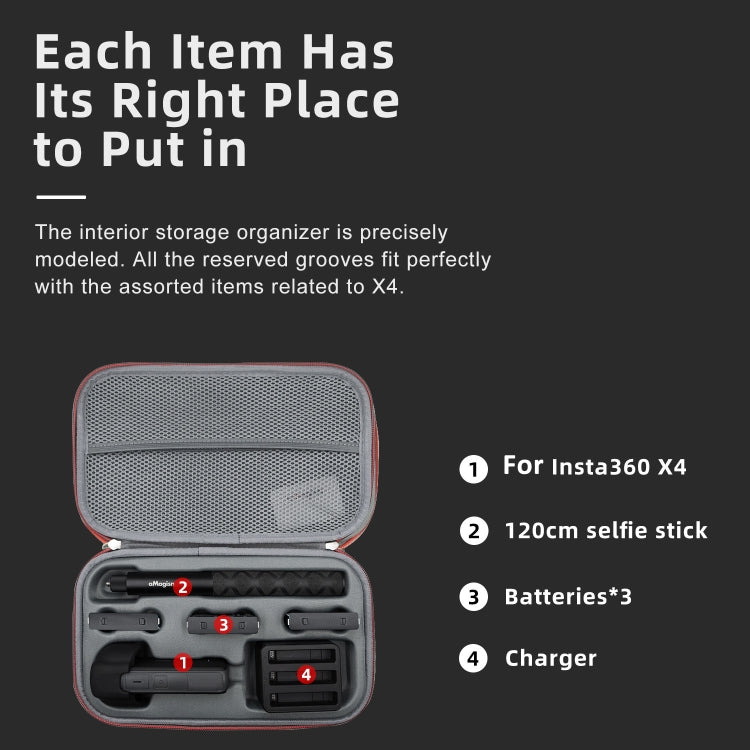 For Insta360 X5 / X4 aMagisn Medium Storage Bag Clutch Bag Protective Case by aMagisn