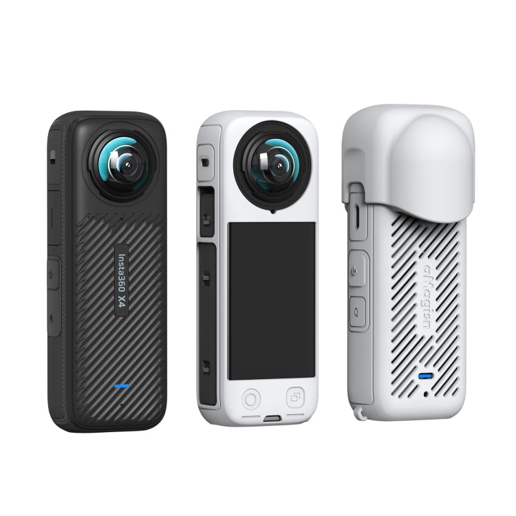 For Insta360 X4 AMagisn Silicone Protective Cover Lens Cover Gray by aMagisn