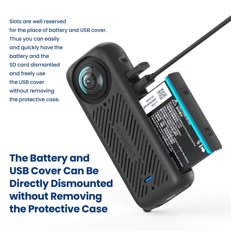 For Insta360 X4 AMagisn Silicone Protective Cover Lens Cover Gray by aMagisn