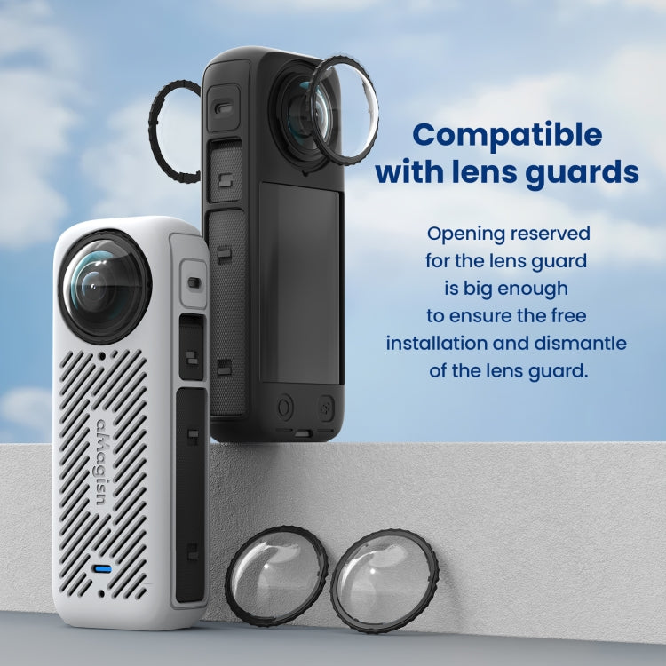 For Insta360 X4 AMagisn Silicone Protective Cover Lens Cover Gray by aMagisn