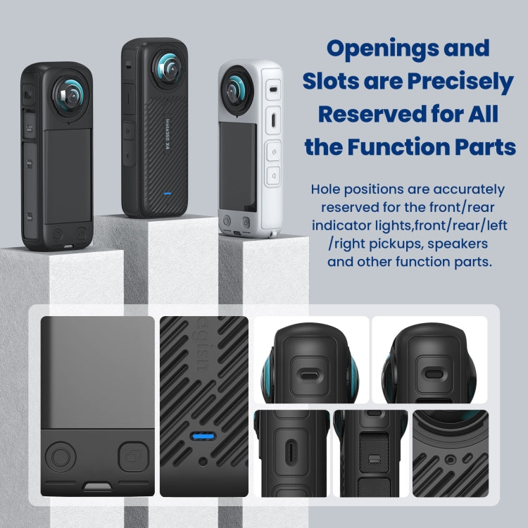 For Insta360 X4 AMagisn Silicone Protective Cover Lens Cover Gray by aMagisn