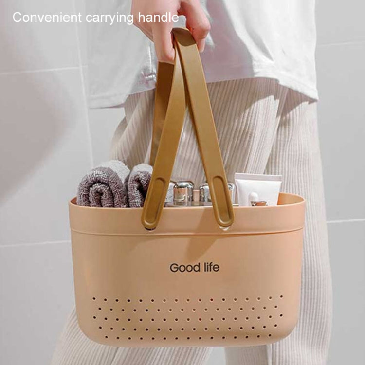 Silicone Portable Wash Basket Bathroom Storage Drainage Shower Shelf Basket(Grey) by bashfashion