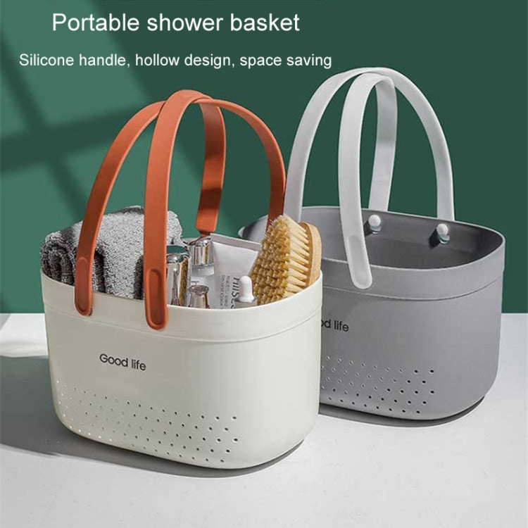 Silicone Portable Wash Basket Bathroom Storage Drainage Shower Shelf Basket(Grey) by bashfashion