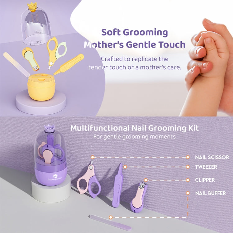 4-In-1 Infant Nails Clippers Newborn Cleaning Care Set(Purple) by bashfashion