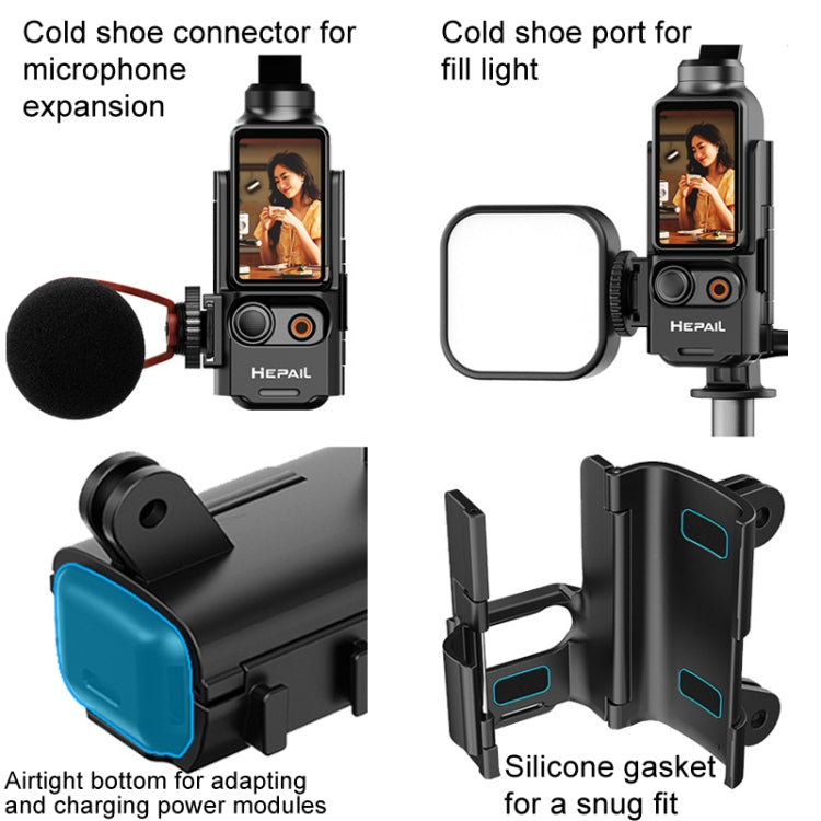 For DJI Osmo Pocket 3 HEPAIL Extended Adapter Protective Bezel Extension Handle Cold Shoe Adapter Bracket by HEPAIL