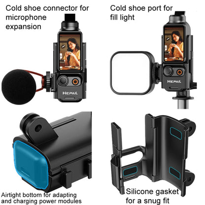 For DJI Osmo Pocket 3 HEPAIL Extended Adapter Protective Bezel Extension Handle Cold Shoe Adapter Bracket by HEPAIL