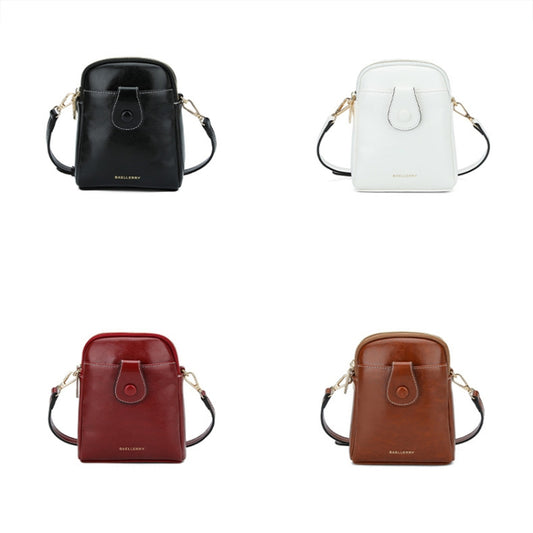 Baellerry N8925 Oil Wax Leather Double Zipper Mobile Phone Bag Shoulder Crossbody Coin Purse(Red) by Baellerry