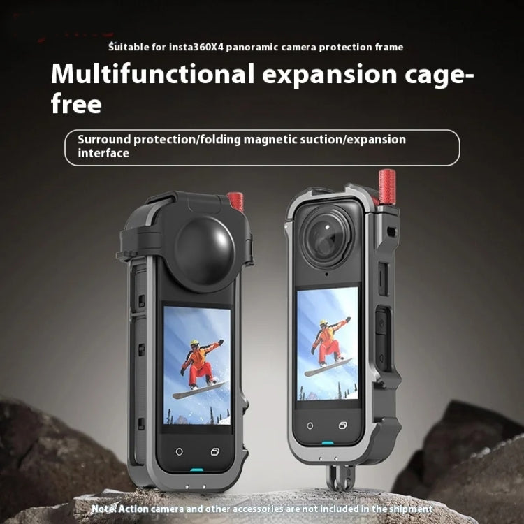 For Insta360 X4 Metal Frame Action Camera Rabbit Cage Expansion Bracket by bashfashion