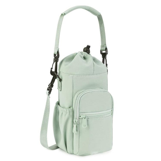 Water Bottle Holder With Strap Cross Body Sling Bag For Within 40oz Cup(Green) by bashfashion