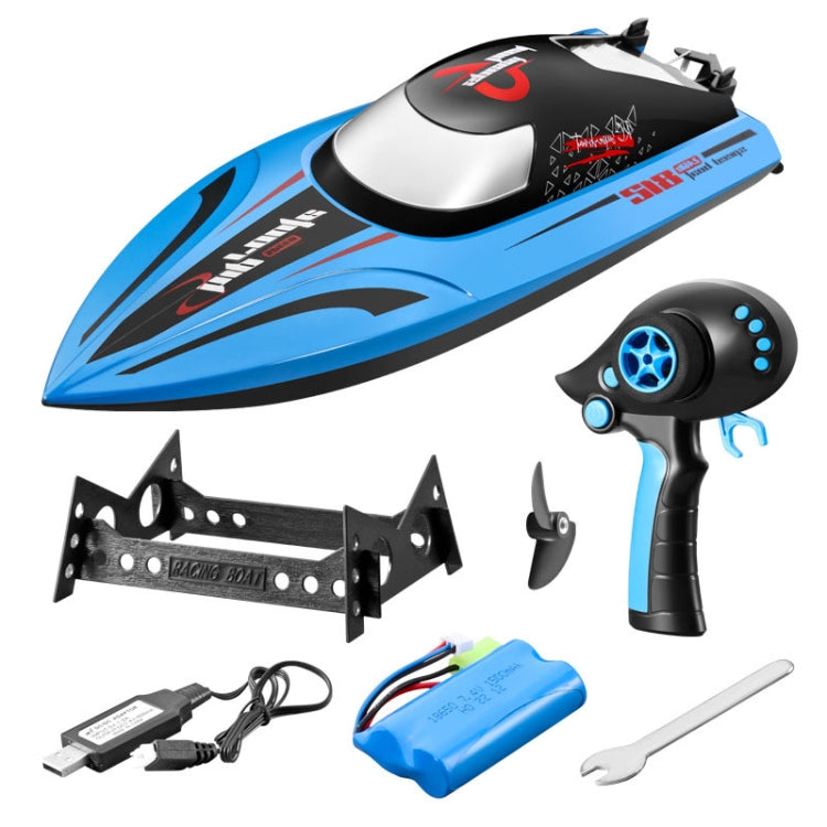 812 High-Speed RC Boat Large Horsepower Speedboat Long Endurance Waterproof Boys Water Toy Single Battery(Blue) by bashfashion