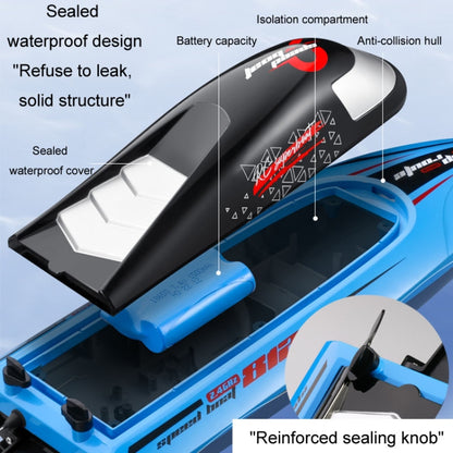 812 High-Speed RC Boat Large Horsepower Speedboat Long Endurance Waterproof Boys Water Toy Dual Batteries(Blue) by bashfashion