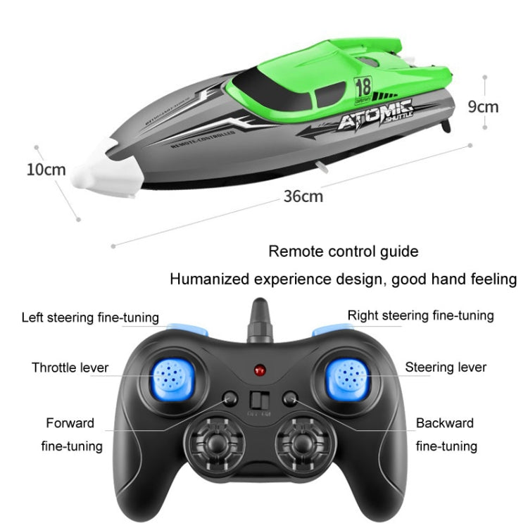 EB02 2.4G Wireless RC Boat Circulating Water-Cooled High-Speed Speedboat Racing Boat Model Toy(Green) by bashfashion
