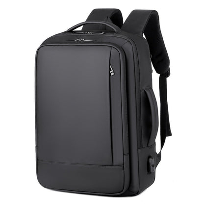 Expandable Business Waterproof Laptop Backpack With USB Port(Black) by bashfashion