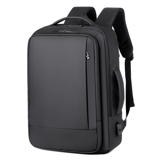Expandable Business Waterproof Laptop Backpack With USB Port(Black) by bashfashion