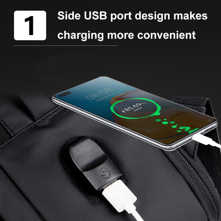 Expandable Business Waterproof Laptop Backpack With USB Port(Black) by bashfashion