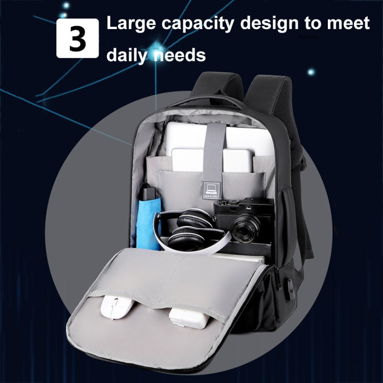 Expandable Business Waterproof Laptop Backpack With USB Port(Black) by bashfashion