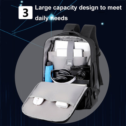 Expandable Business Waterproof Laptop Backpack With USB Port(Black) by bashfashion