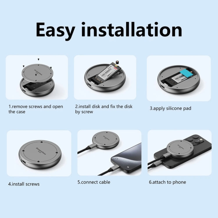 Blueendless M3N Magnetic M.2 2230 / 2242 NVMe SSD Enclosure 10Gbps Type-C USB3.1 SSD Case For Mobile Phone by Blueendless