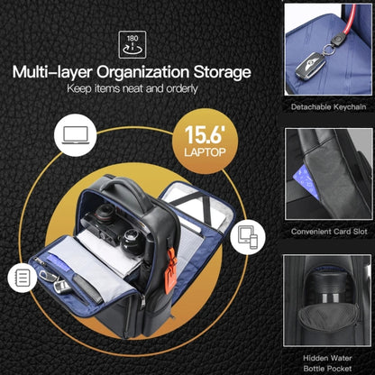 Bopai 61-17311 Large-capacity First-layer Cowhide Laptop Backpack With USB+Type-C Port(Plain) by Bopai