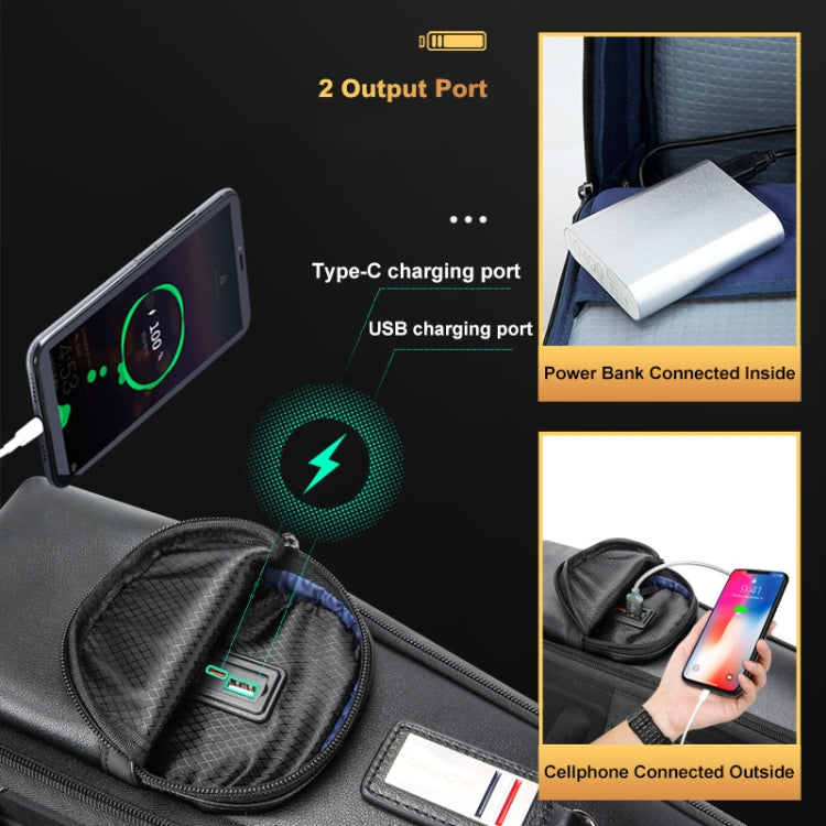 Bopai 61-17311 Large-capacity First-layer Cowhide Laptop Backpack With USB+Type-C Port(Plain) by Bopai