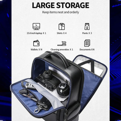 Bopai 61-98611 Large-capacity Waterproof First-layer Cowhide Laptop Backpack With USB+Type-C Port(Black) by Bopai