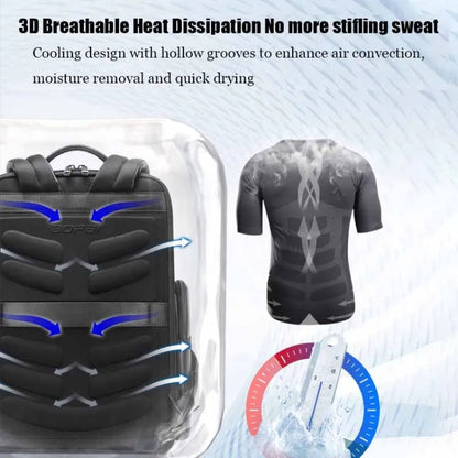 Bopai 61-98611 Large-capacity Waterproof First-layer Cowhide Laptop Backpack With USB+Type-C Port(Black) by Bopai