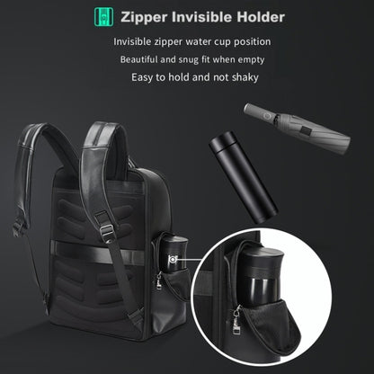 Bopai 61-98611 Large-capacity Waterproof First-layer Cowhide Laptop Backpack With USB+Type-C Port(Black) by Bopai