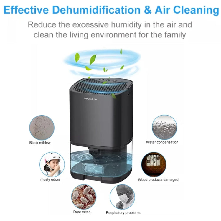 1L 36W Air Dehumidifier for Home Damp Drying Clothes with 7 colors Light US Plug(Black) by bashfashion