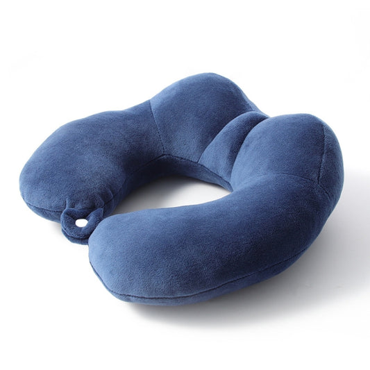 Portable Nap Neck Care Pillow Multifunctional Airplane Travel U-Shaped Pillow, Style: Navy Blue Memory Cotton by bashfashion