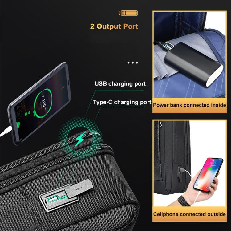 Bopai AL-61-122631B Large Capacity Cowhide Laptop Backpack With USB+Type-C Port(High-end Version) by Bopai