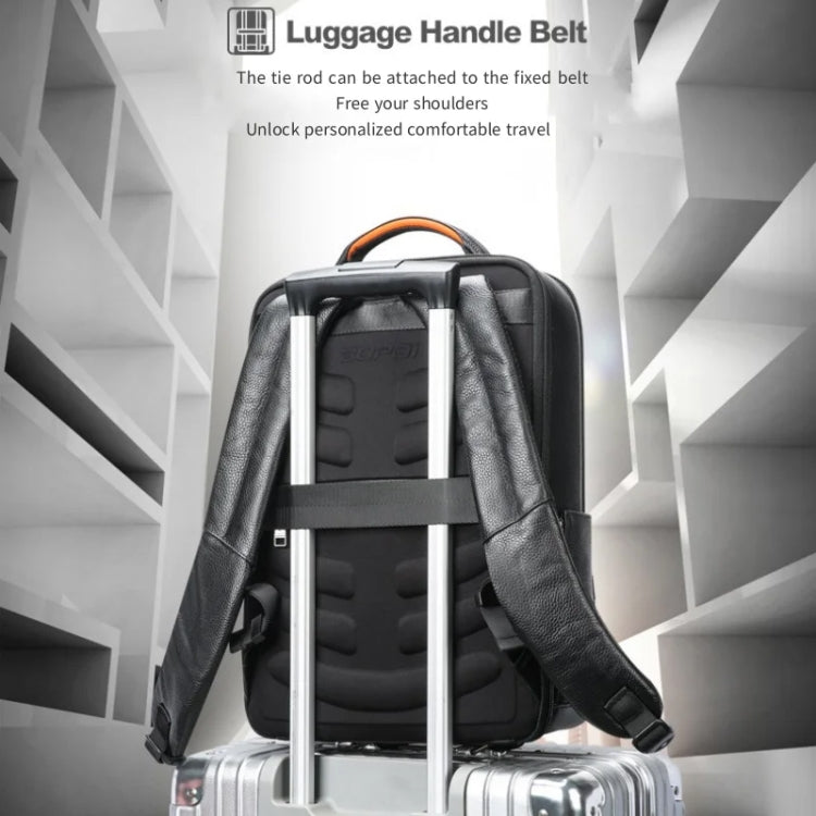 Bopai AL-61-122631B Large Capacity Cowhide Laptop Backpack With USB+Type-C Port(High-end Version) by Bopai