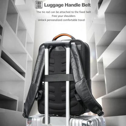 Bopai AL-61-122631B Large Capacity Cowhide Laptop Backpack With USB+Type-C Port(High-end Version) by Bopai