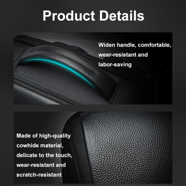 Bopai AL-61-122631B Large Capacity Cowhide Laptop Backpack With USB+Type-C Port(High-end Version) by Bopai