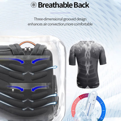 Bopai 61-19011 Large Capacity Waterproof Travel Laptop Backpack With USB+Type-C Port(Black) by Bopai