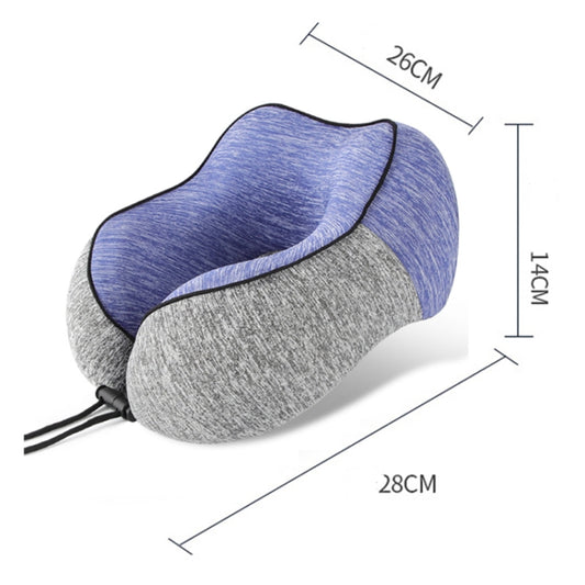 Colorblocking Ice Silk Memory Foam U-Shaped Pillow Portable Napping Neck Care Pillow(Blue Gray) by bashfashion