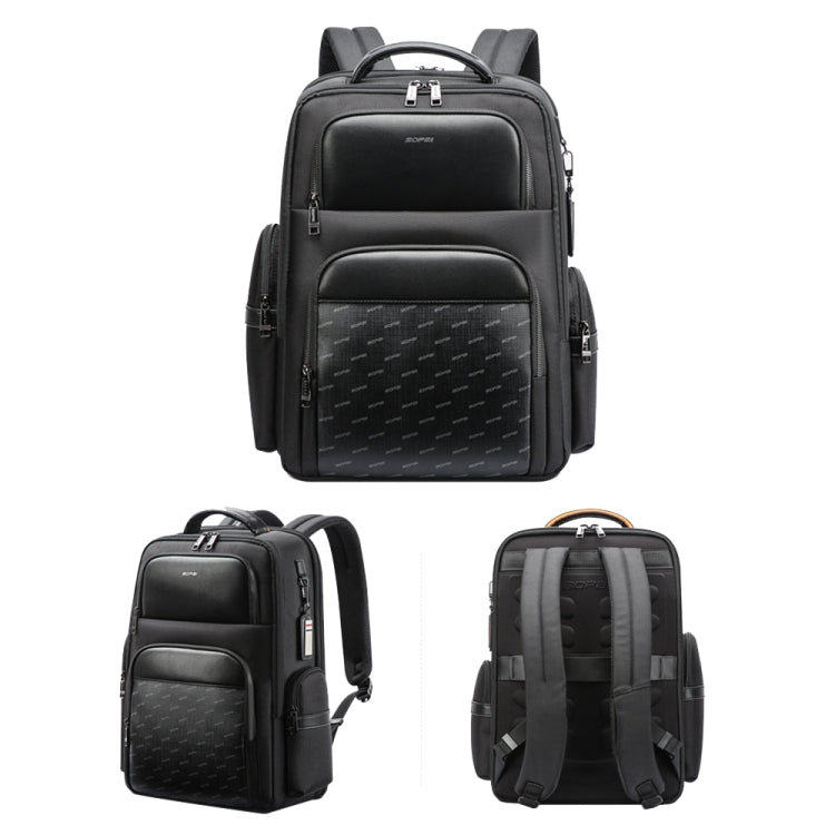 Bopai 61-91911 Large Capacity Business Waterproof Laptop Backpack With USB+Type-C Port(Black) by Bopai