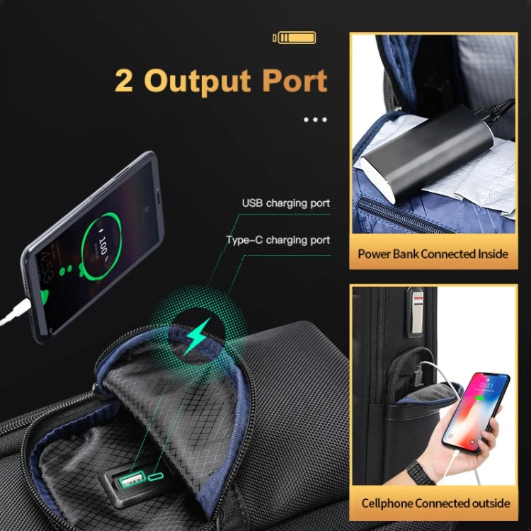 Bopai 61-91911 Large Capacity Business Waterproof Laptop Backpack With USB+Type-C Port(Black) by Bopai