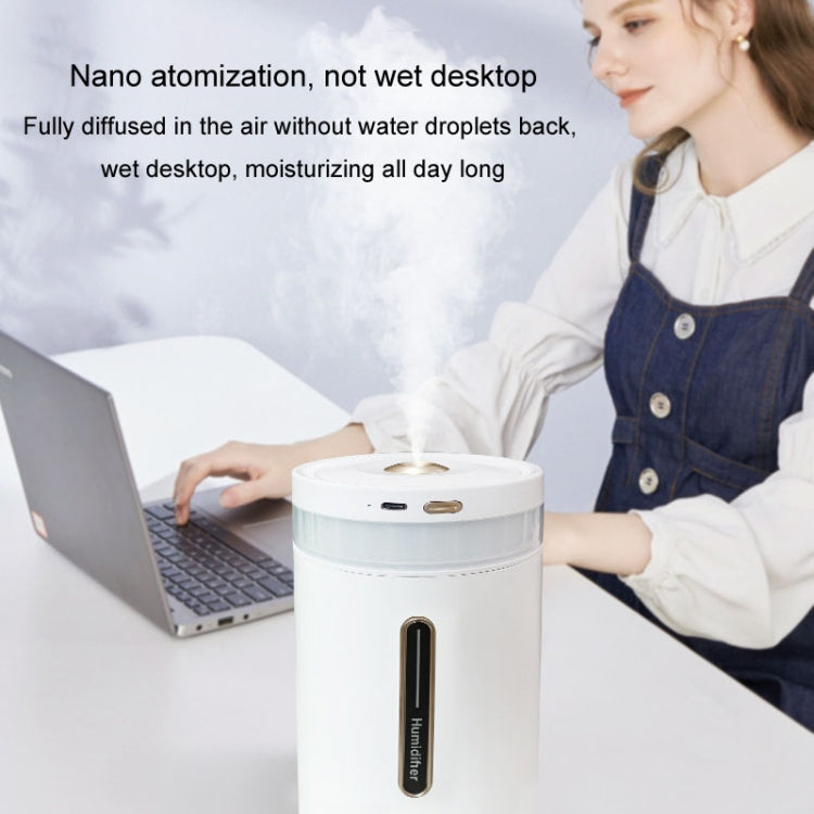 1L Home Humidifier Large Capacity Desk Aroma Mute Ambient Light Humidifier Charging Model(White) by bashfashion