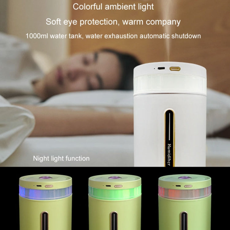 1L Home Humidifier Large Capacity Desk Aroma Mute Ambient Light Humidifier Charging Model(White) by bashfashion