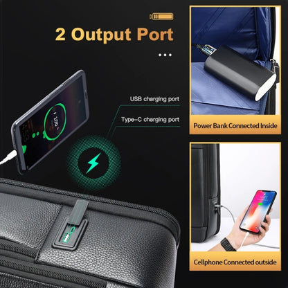 Bopai 61-120761 Large-capacity First-layer Cowhide Business Laptop Backpack With USB+Type-C Port(Black) by Bopai