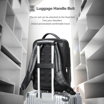 Bopai 61-120761 Large-capacity First-layer Cowhide Business Laptop Backpack With USB+Type-C Port(Black) by Bopai