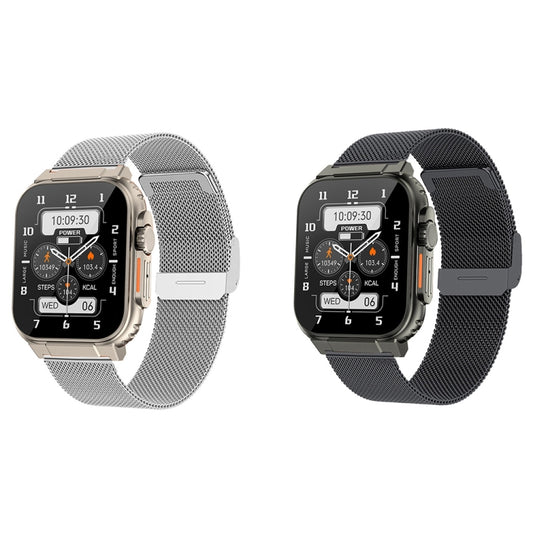 A70 1.96 Inch Health Monitoring Multifunctional IP68 Waterproof Bluetooth Call Smart Watch(Silver Steel) by bashfashion