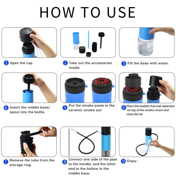 Removable And Washable Portable Hookahs Household And Car Water Pipe Cup(Blue) by bashfashion