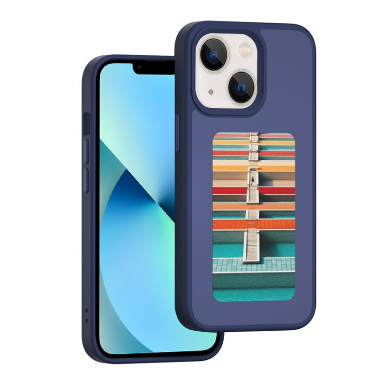 For iPhone 13 NFC Four-Color E-ink Screen DIY Phone Case(Blue) by bashfashion