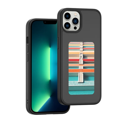 For iPhone 13 Pro Max NFC Four-Color E-ink Screen DIY Phone Case(Black) by bashfashion