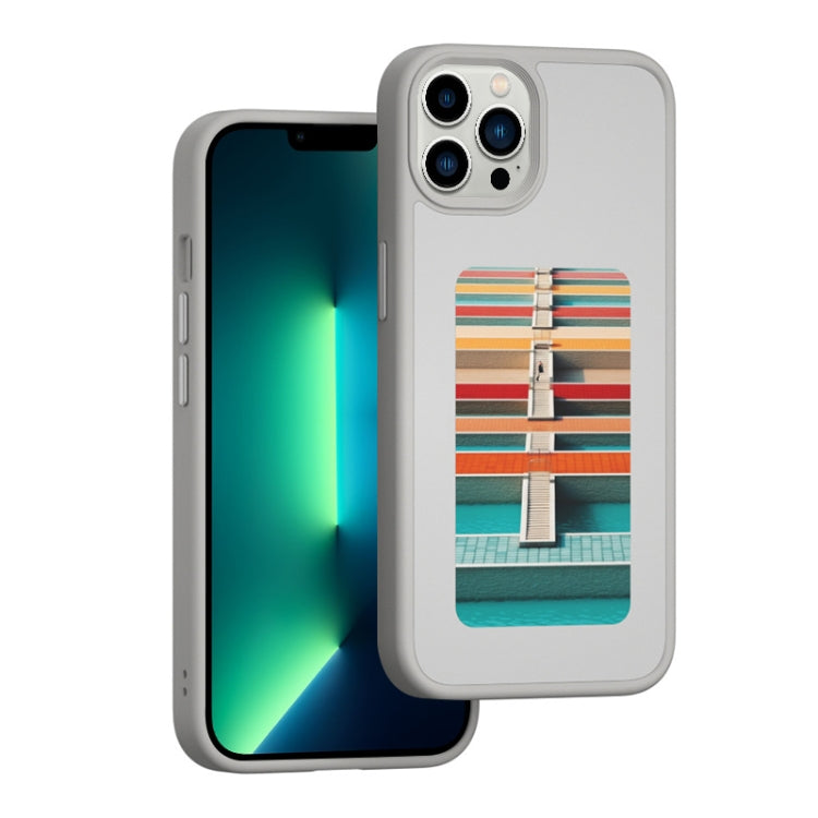 For iPhone 13 Pro Max NFC Four-Color E-ink Screen DIY Phone Case(Gray) by bashfashion