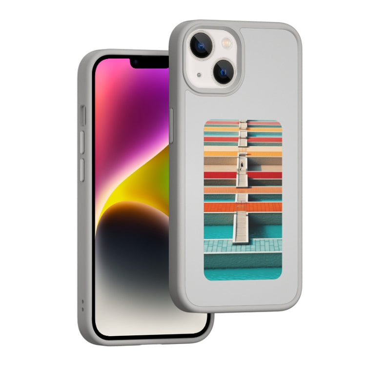 For iPhone 14 NFC Four-Color E-ink Screen DIY Phone Case(Gray) by bashfashion